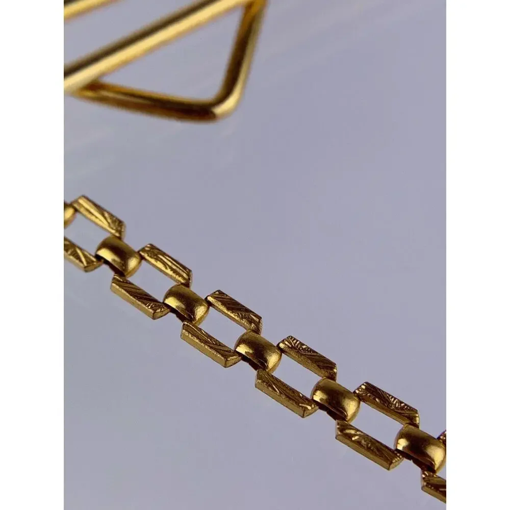 Decorative Cable Chain 12k Gold Plated Tie Clip Bar Art Deco Swank Vintage O1